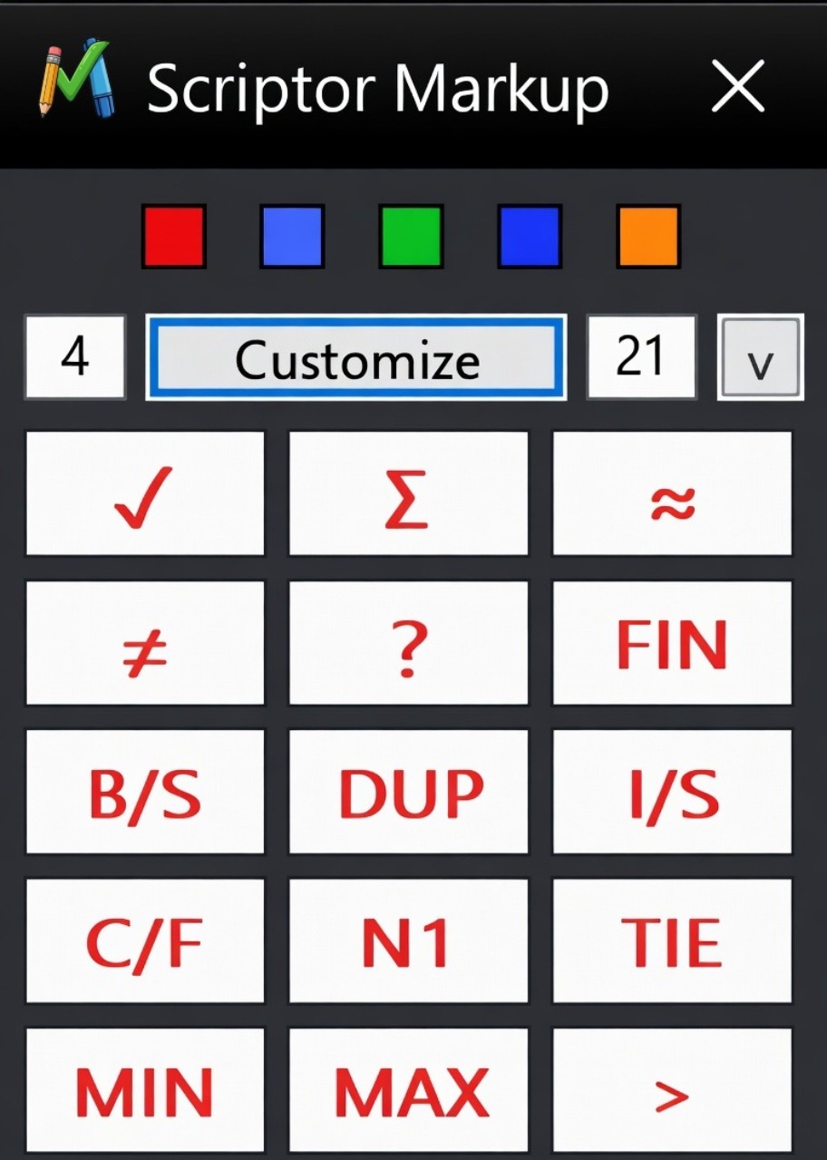 Screenshot of the Scriptor Markup toolbar over a PDF workpaper.