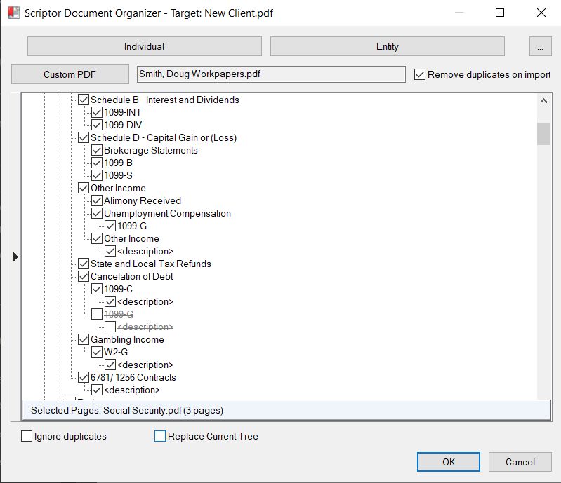 Screenshot of the Scriptor Document Organizer working across multiple open PDF files.